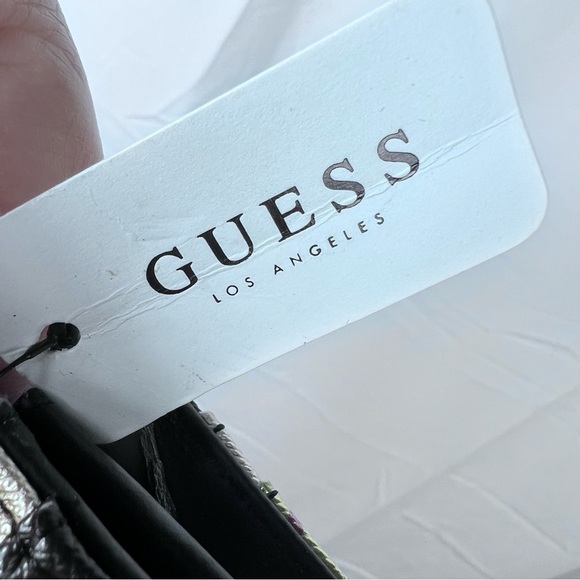 GUESS Floral Tote Large Shoulder Handbag Black Multicolor with wallet NWT - Picture 6 of 13